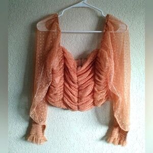 Hello Molly Peach Ruched Blouse